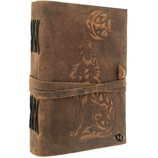 Wolf Leather Journal Embossed Bound Notebook
